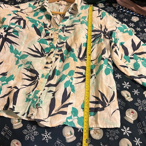 M COLLECTION 100% LINEN FLORAL DESIGN TOP SIZE 14 - Picture 8 of 12